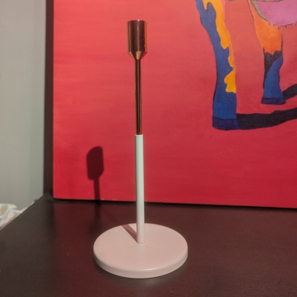 Jensen & Co Copper Hue and Opaque Light Pink Candle Holder